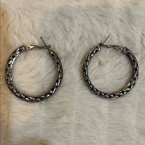 Silver Braided Hoop Earrings